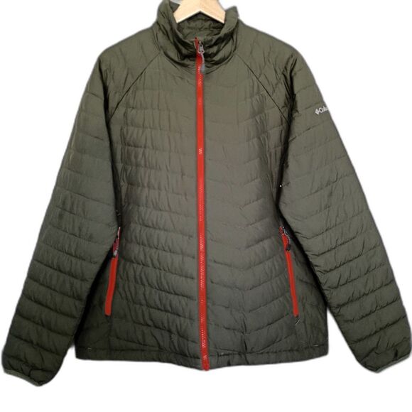 Columbia Interchange Thermal Coil Puffer Jacket Men's XL Olive Green Orange Zips - Picture 1 of 7